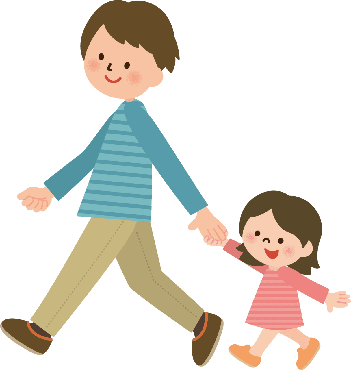 Dad father and daughter are walking vector clipart images