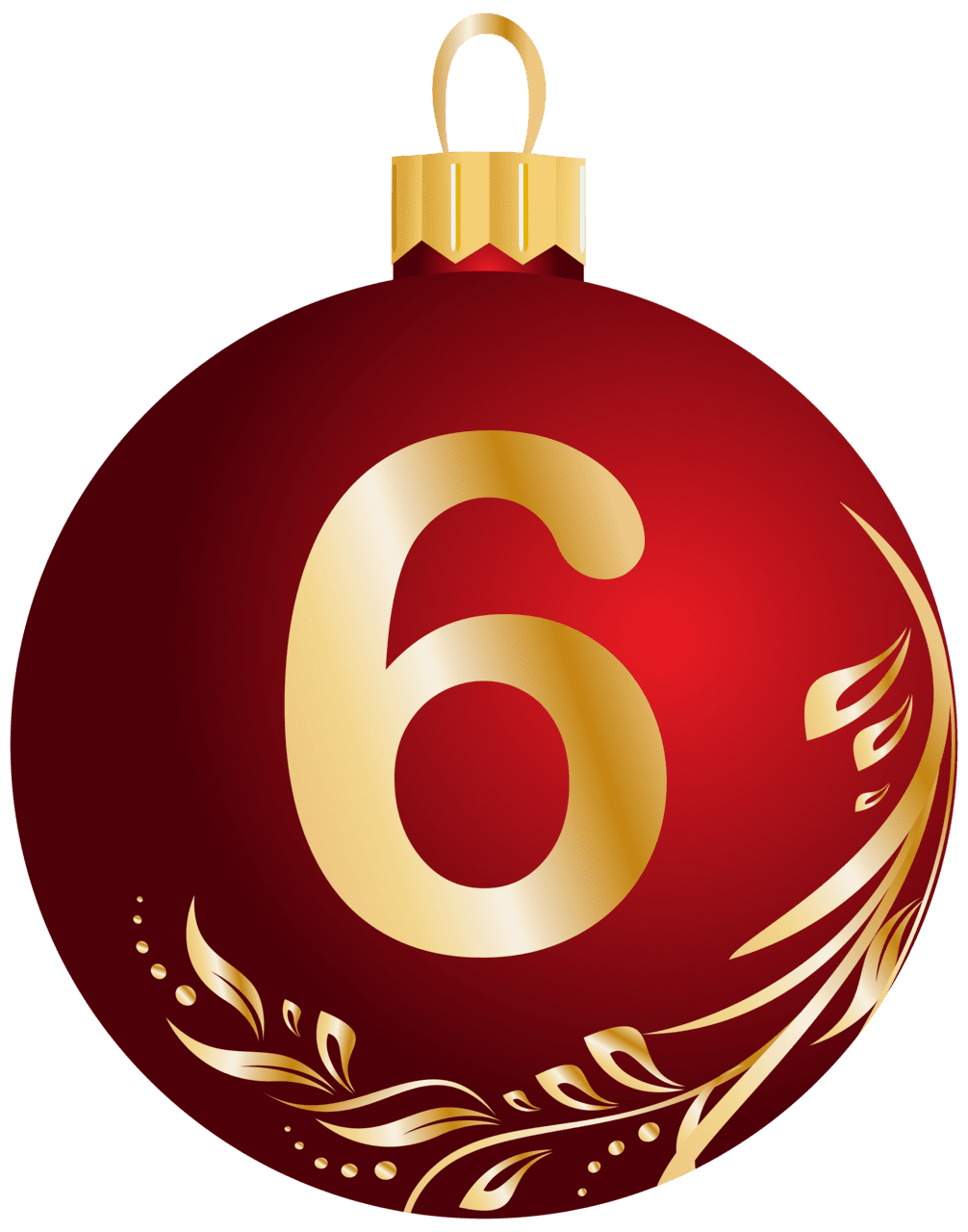 Christmas bulbs ball number six clipart image