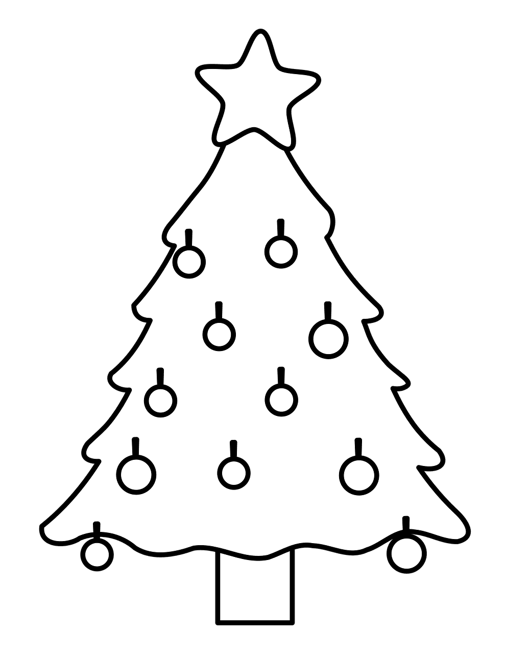 Christmas tree black and white xmas drawing image clipart