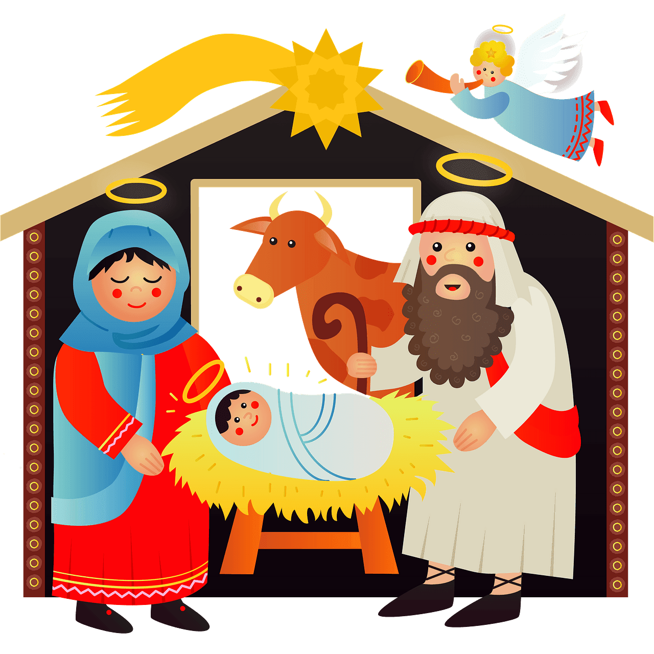 Nativity scene vector clipart images 5