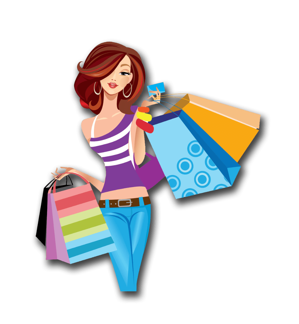 Shopping cartoon women clipart cat images