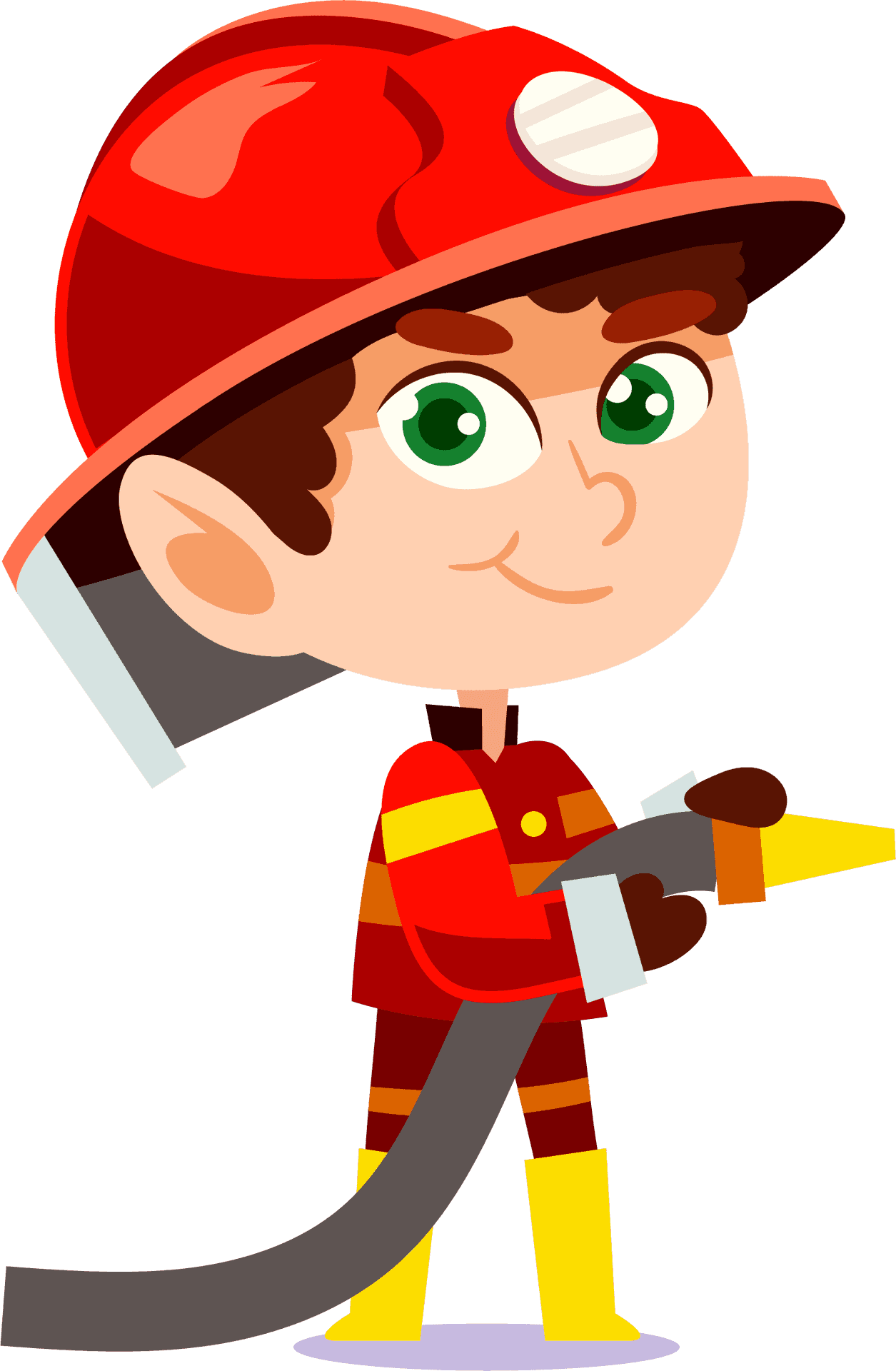 Fire fighter cartoon firefighter with hose clipart transparent