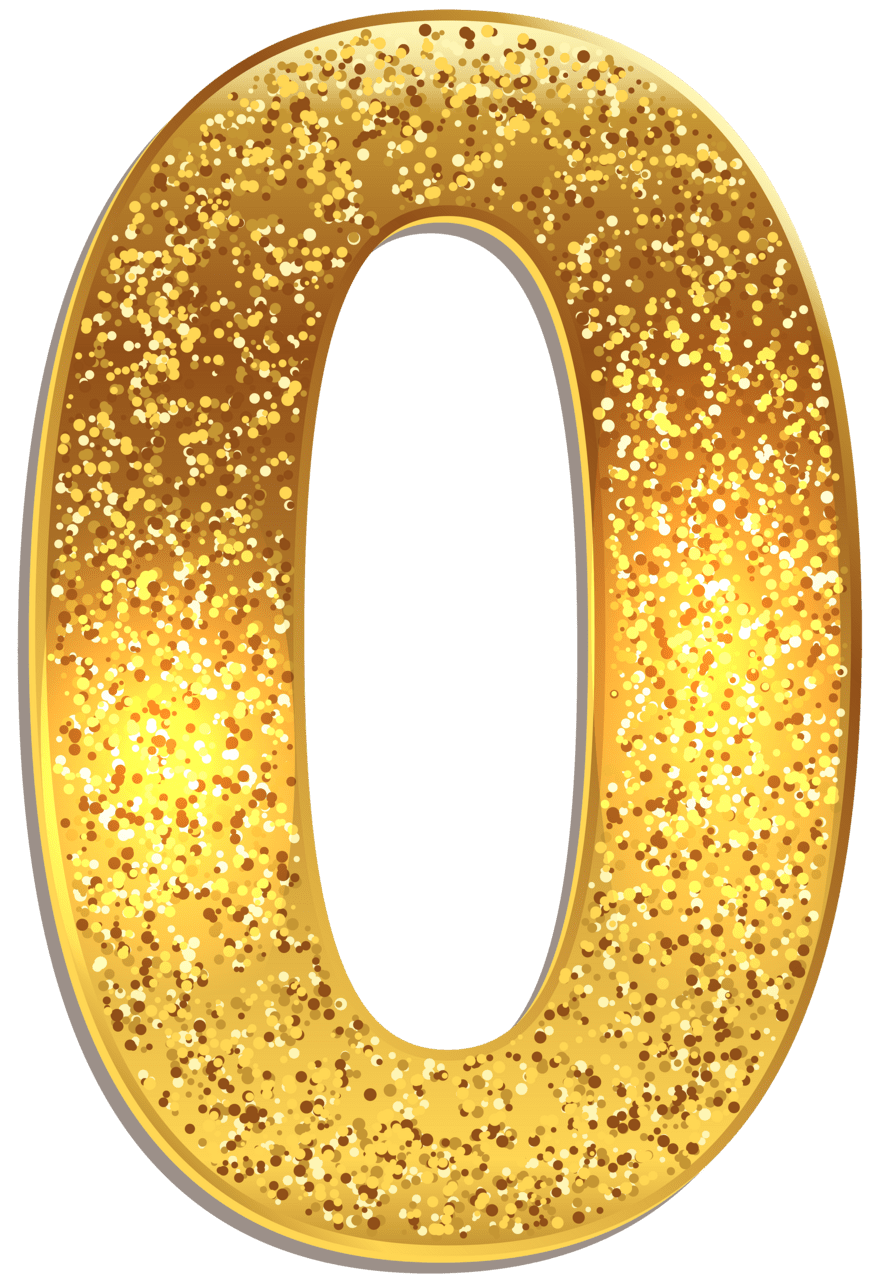 Sparkle number zero gold shining clipart image