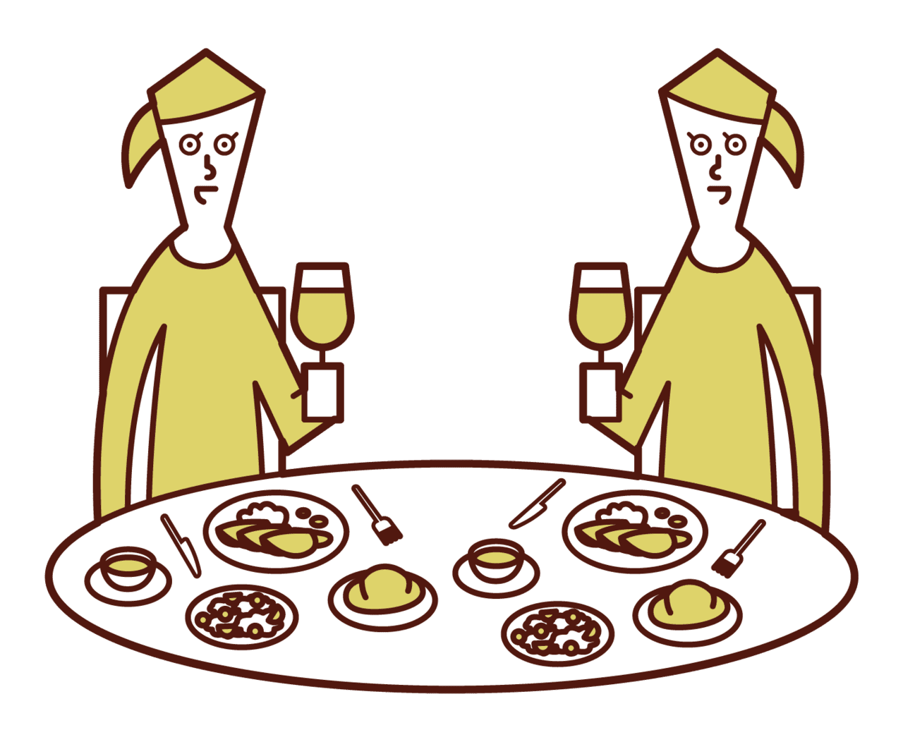 Of people women enjoying dinner restaurant clipart clip art