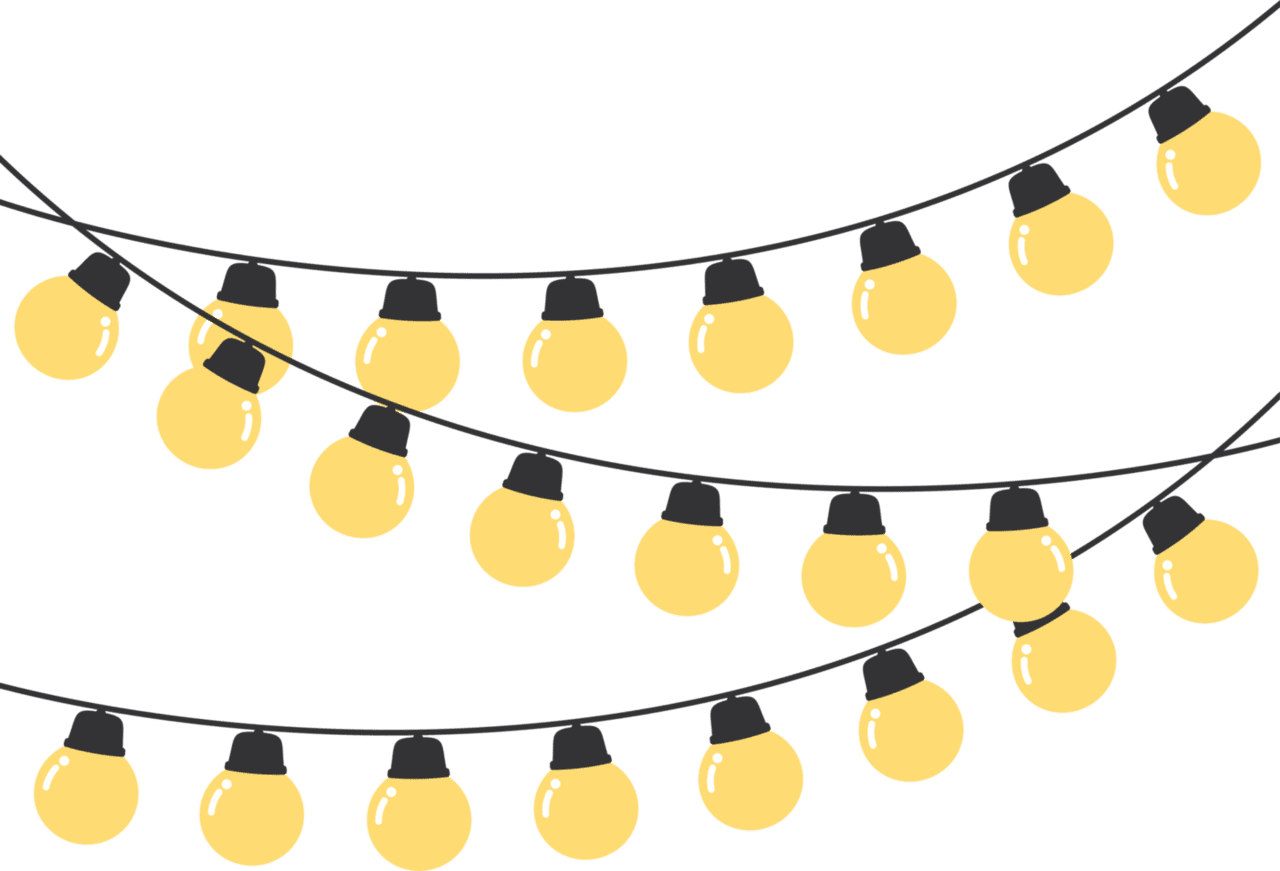 Christmas light festive colorful string border flat design clipart logo
