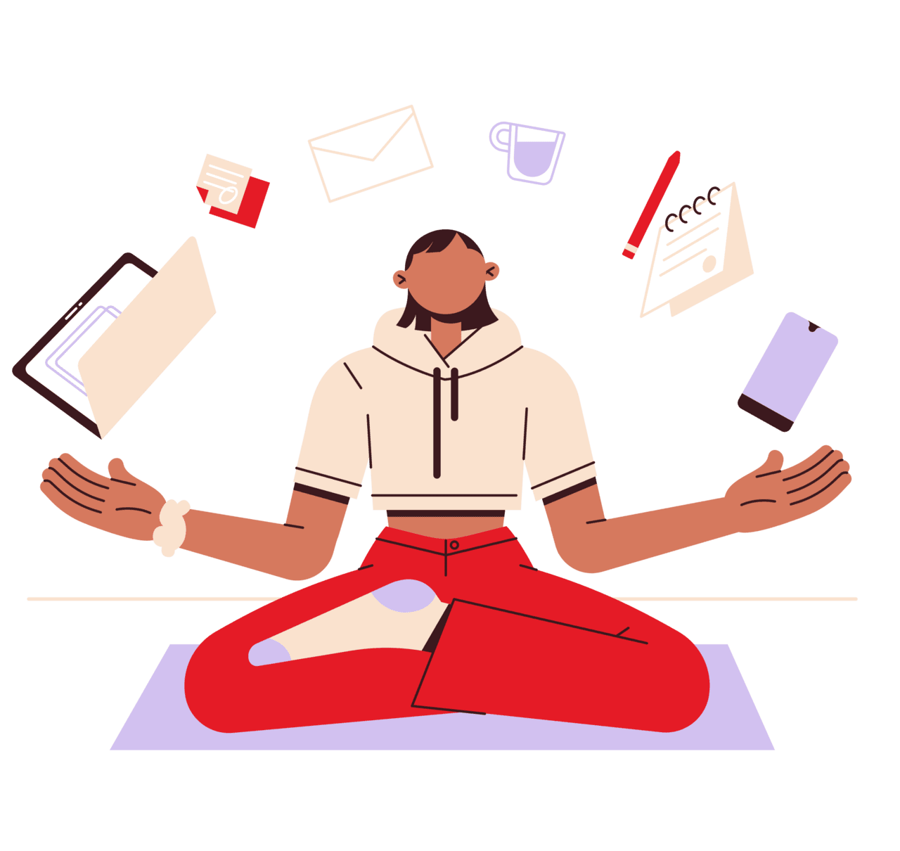 Yoga woman in workflow multitasking clipart clip art