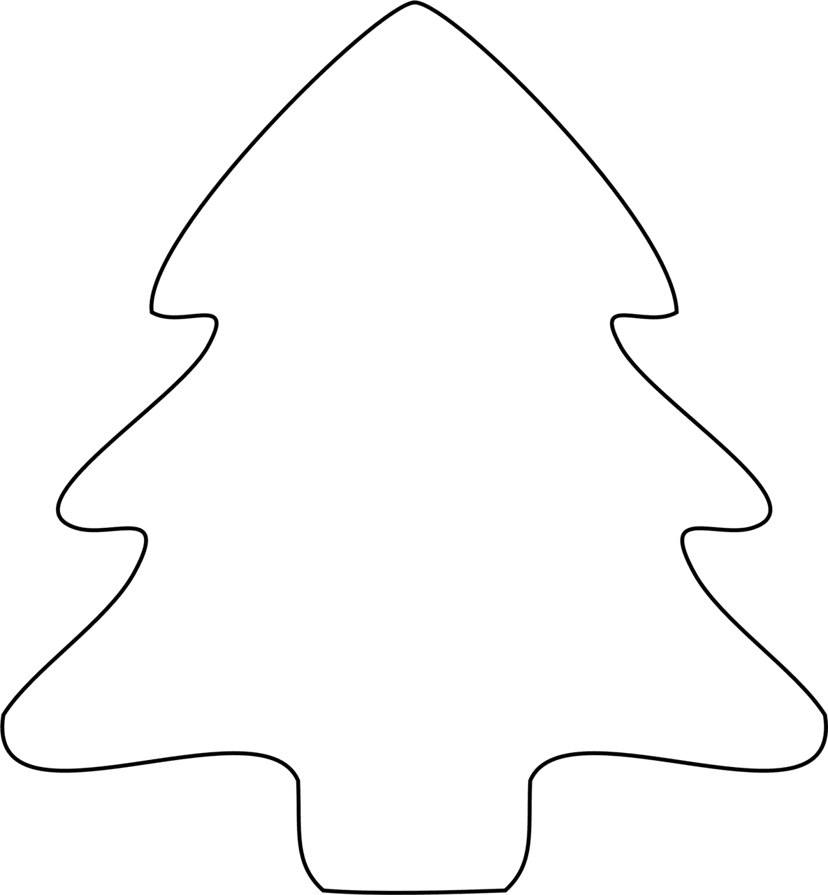 Christmas tree black and white shape clipart picture