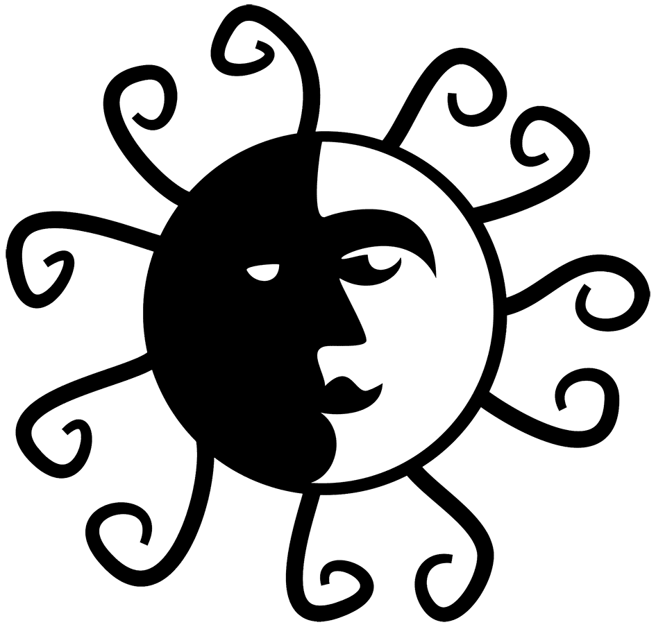 Sun black and white clipart picture