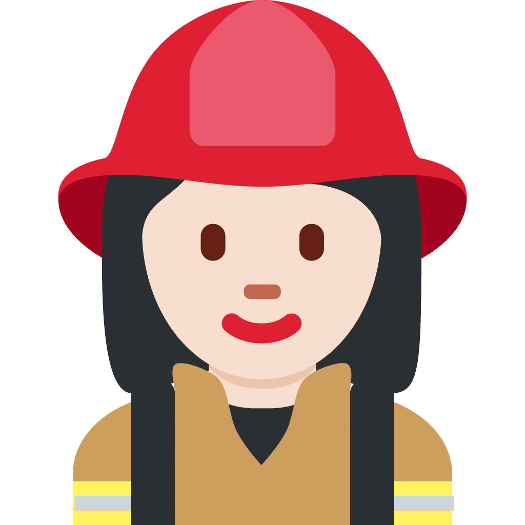 Fire fighter woman firefighter light skin tone emoji clipart vector