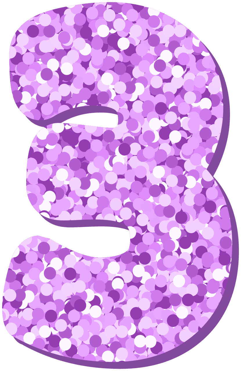 Sparkle three number violet glitter clipart high quality images and