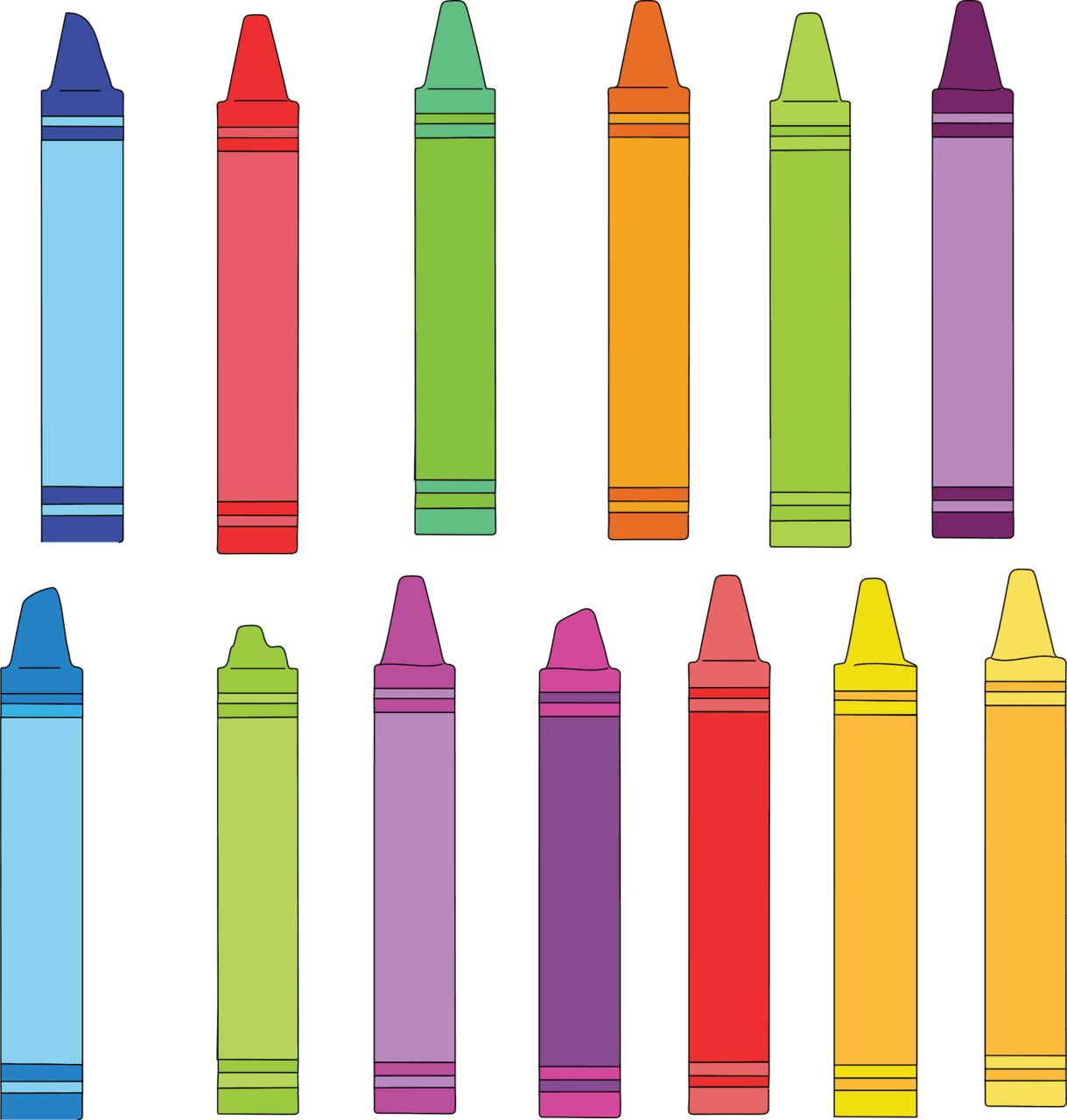 Color crayon vector clipart images