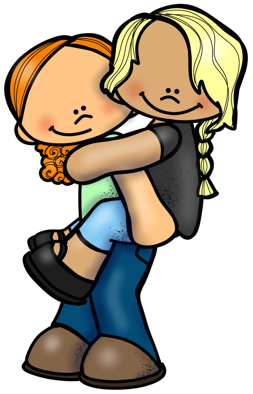 Hugging pin page clipart image