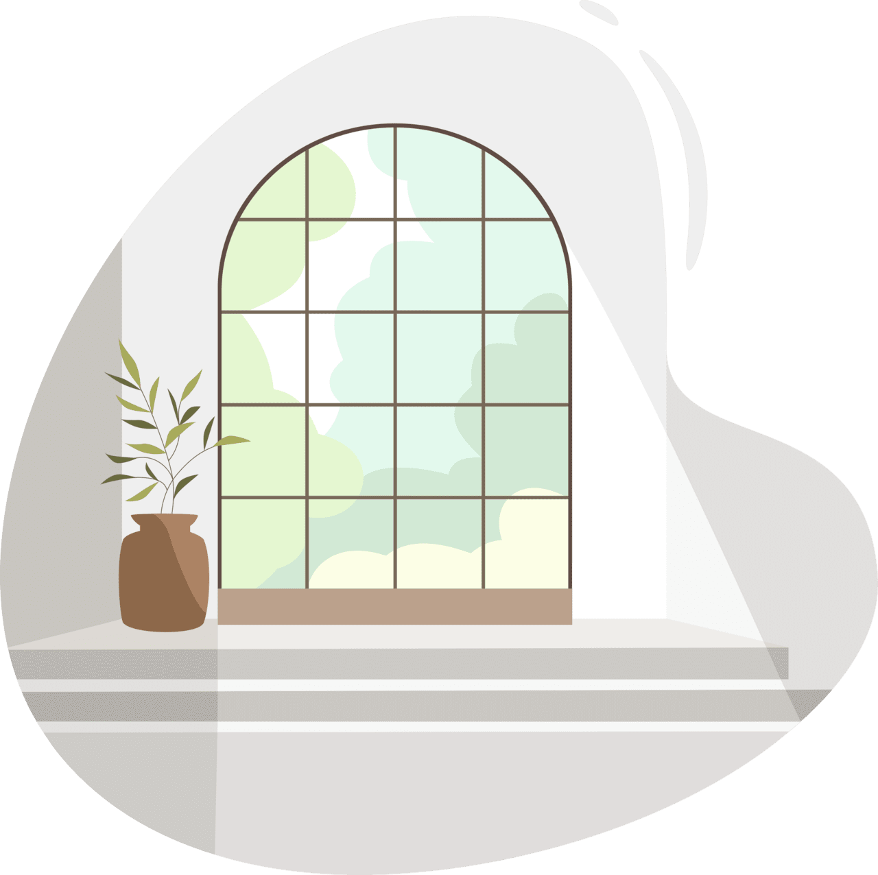 Window white room with large sta ed glass dows clipart vector