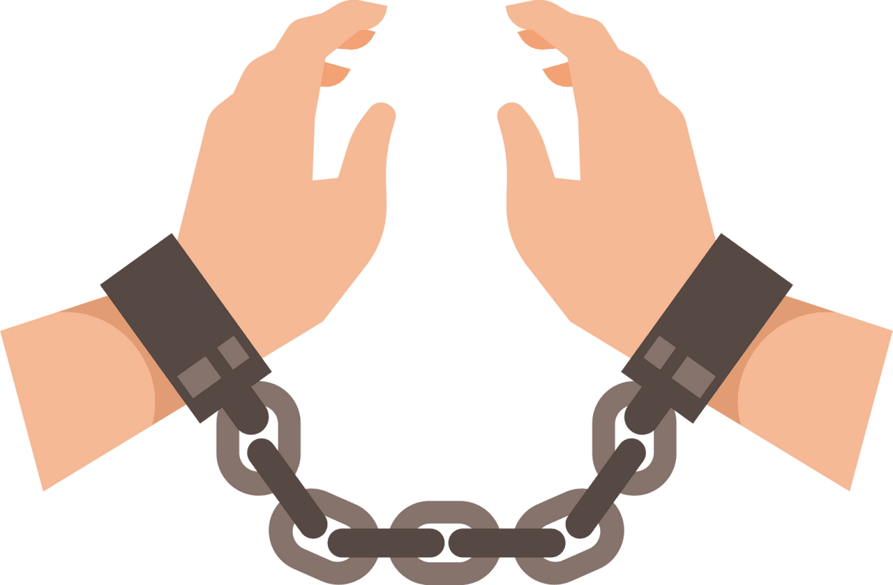 Handcuffs shackled hands vector clipart images