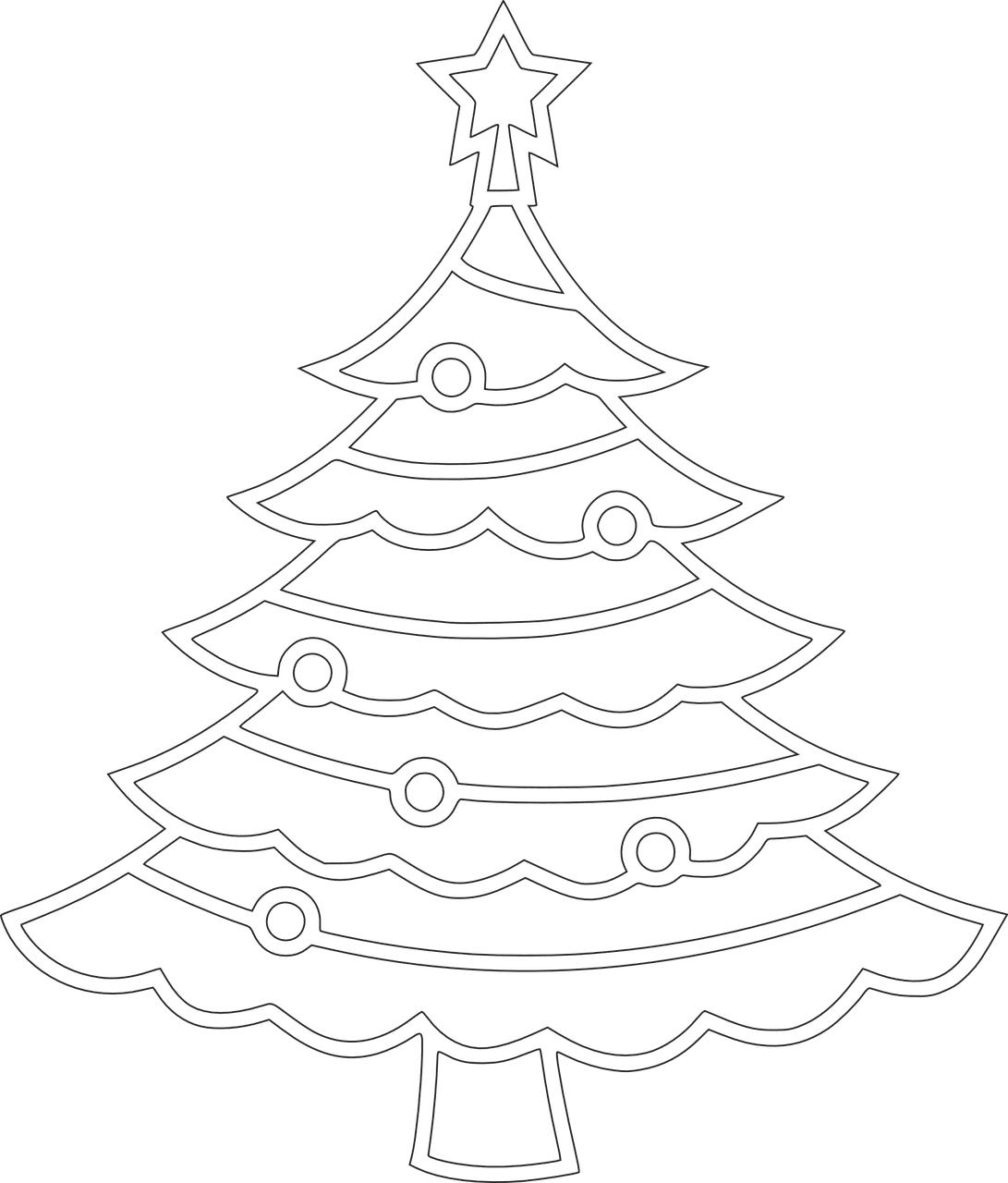 Christmas tree black and white vector graphic clipart