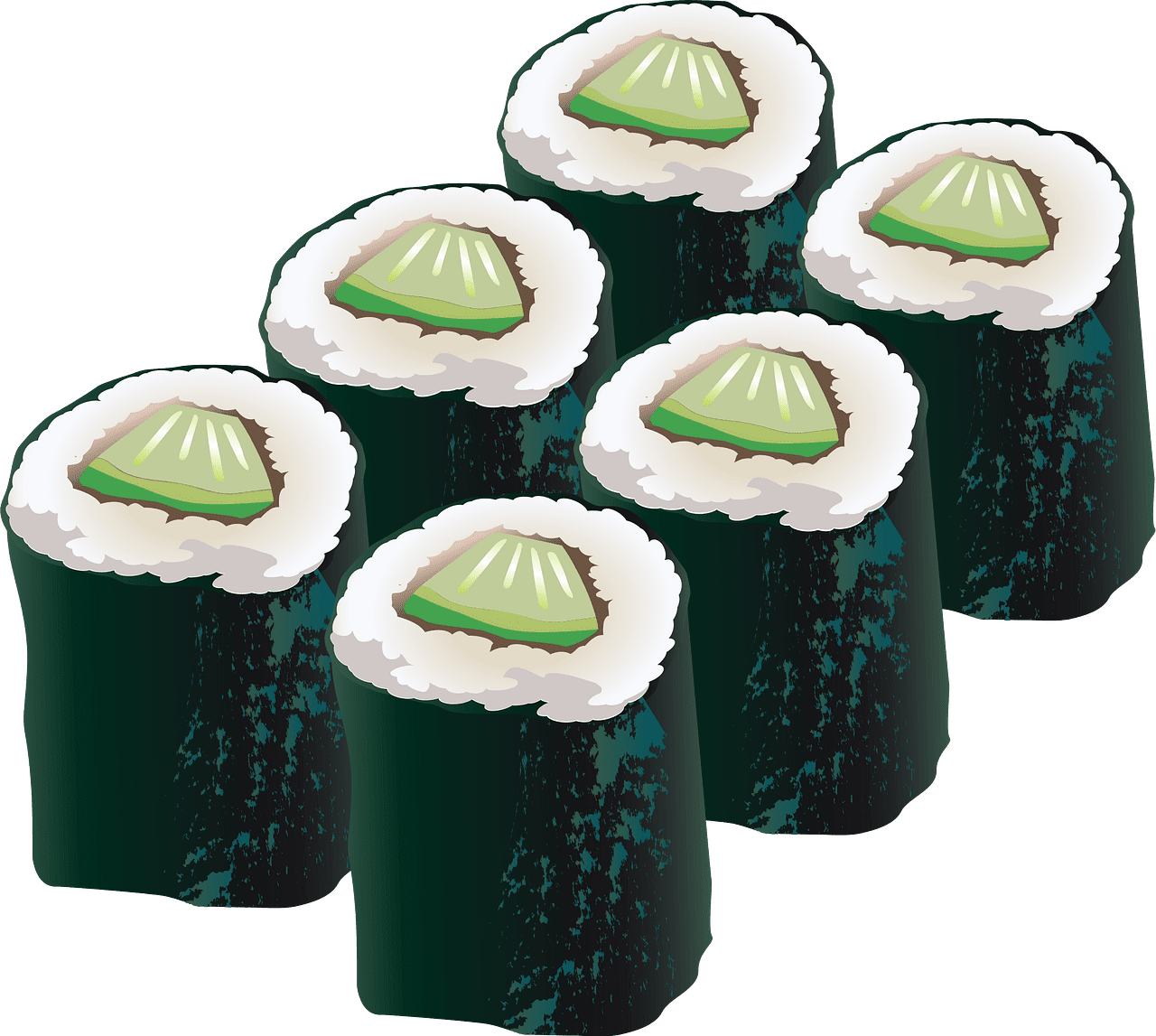 Cucumber sushi roll food vector clipart images