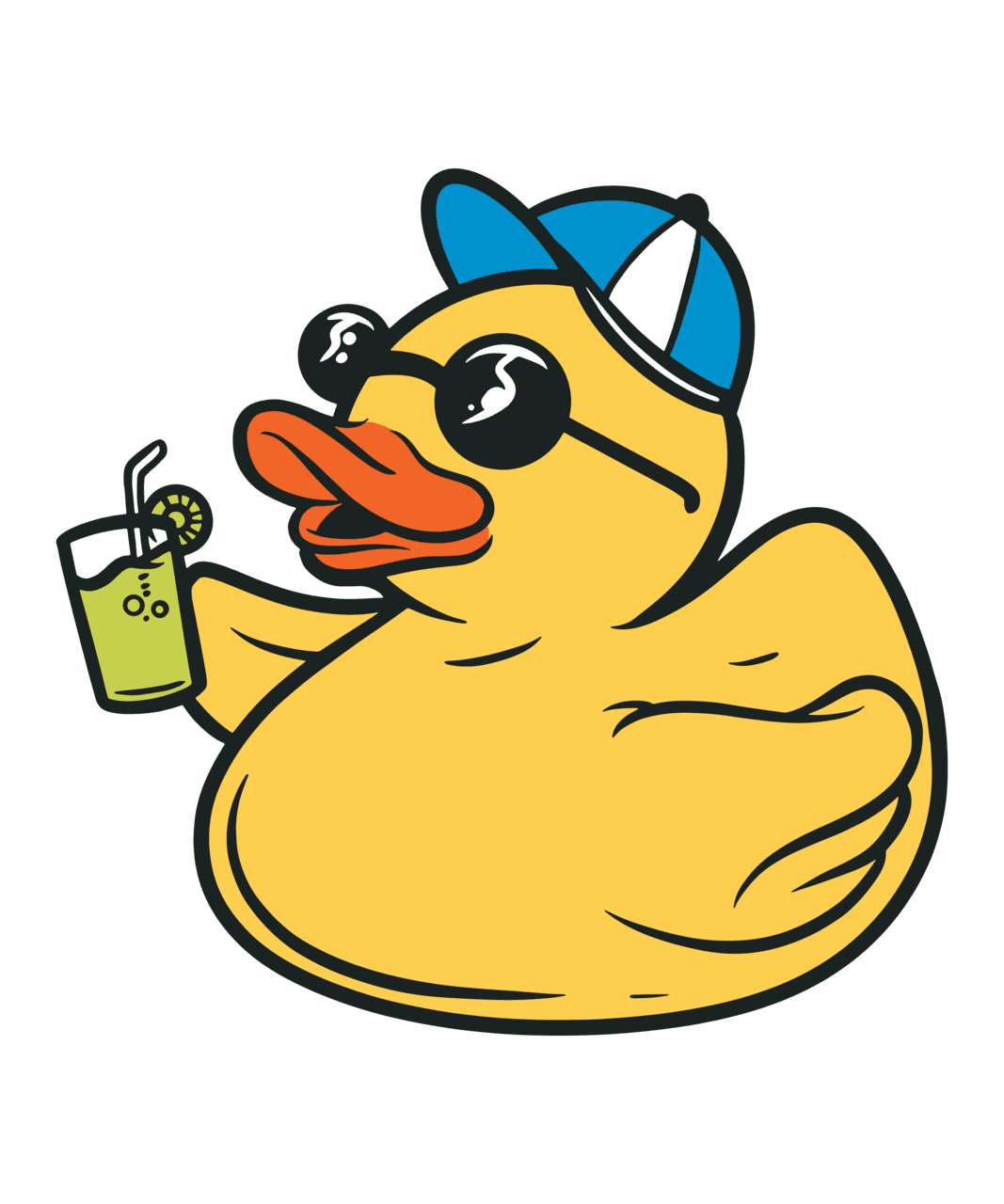 Funny cute party rubber duck gangster design sticker merch ideas clipart vector