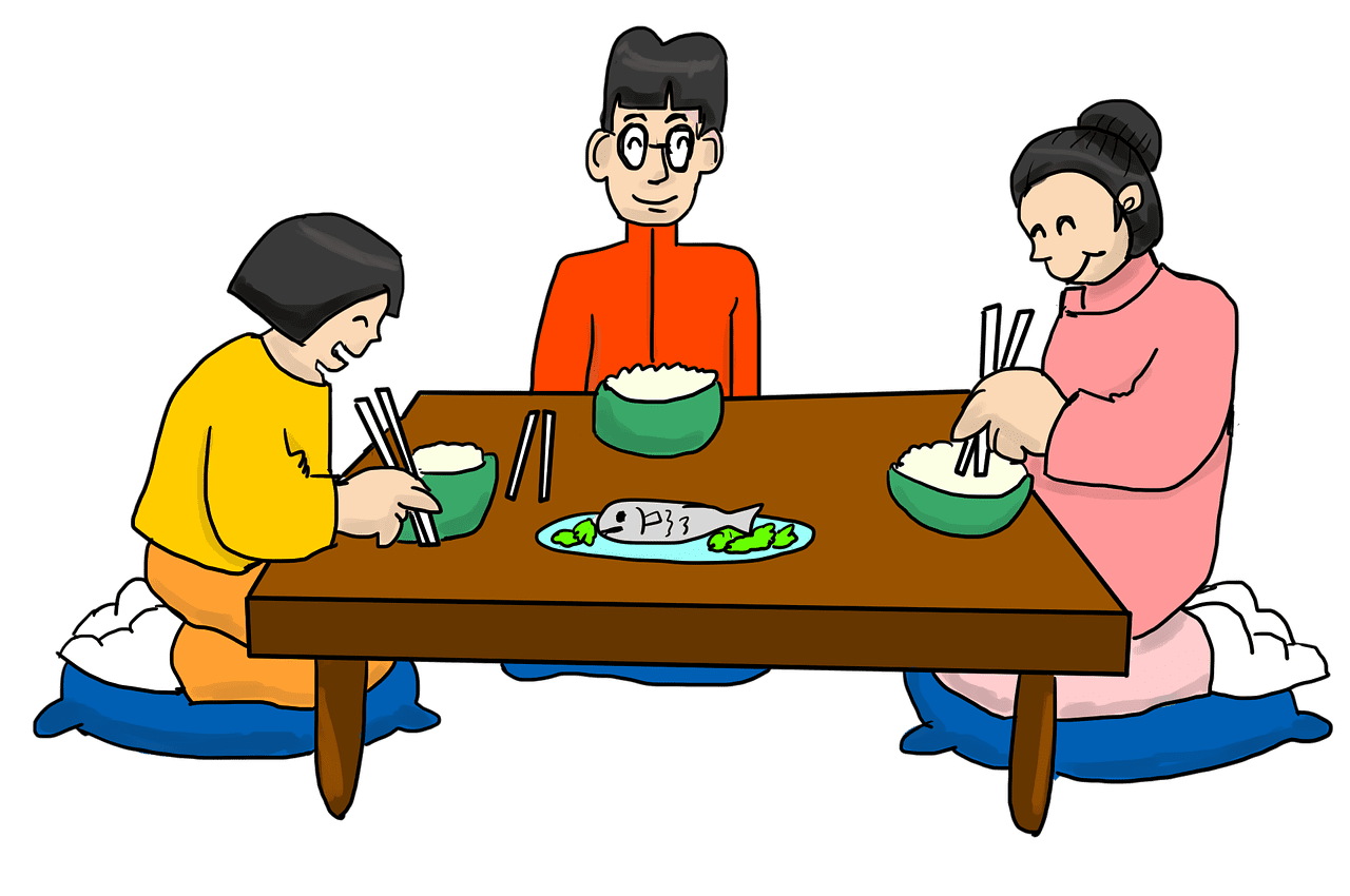 Photo of family dinner asian eating from clipart