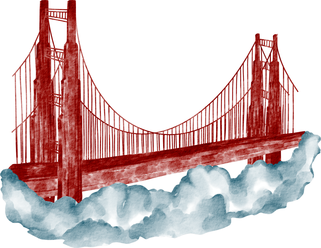 Watercolor bridge clipart transparent