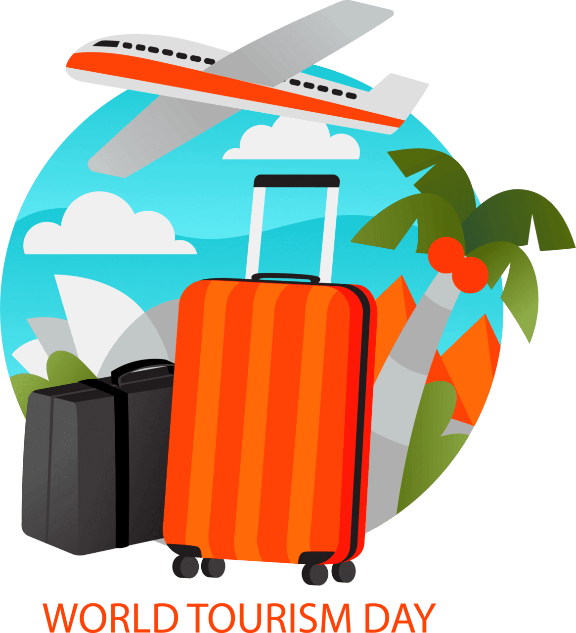 Suitcase world tourism day travell item concept clipart transparent