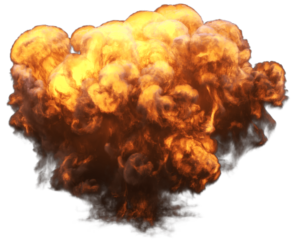 Big explosion with fire and smoke image for clipart