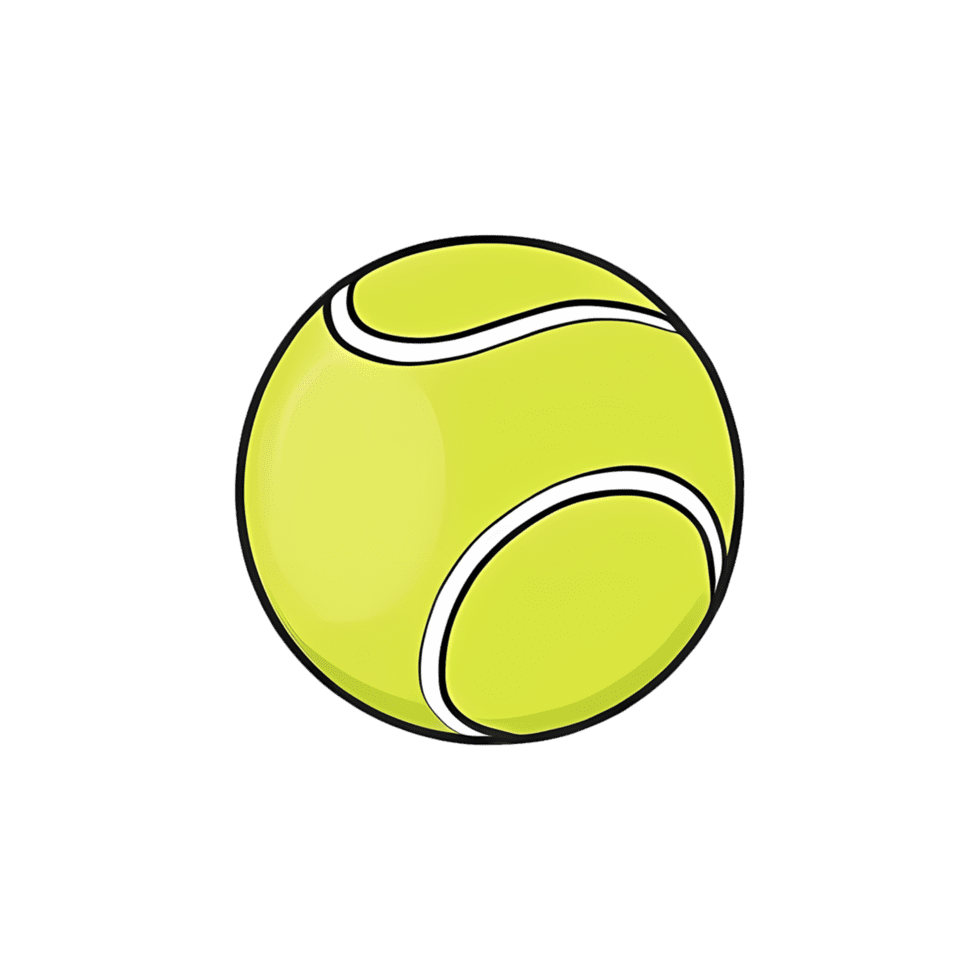 Tennis ball hand drawn cartoon style clipart transparent