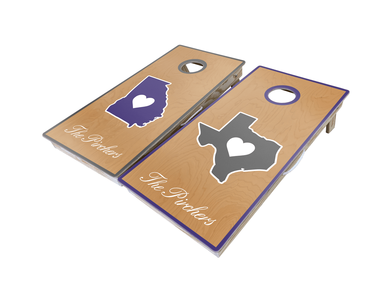 State heart custom cornhole boards set clipart transparent