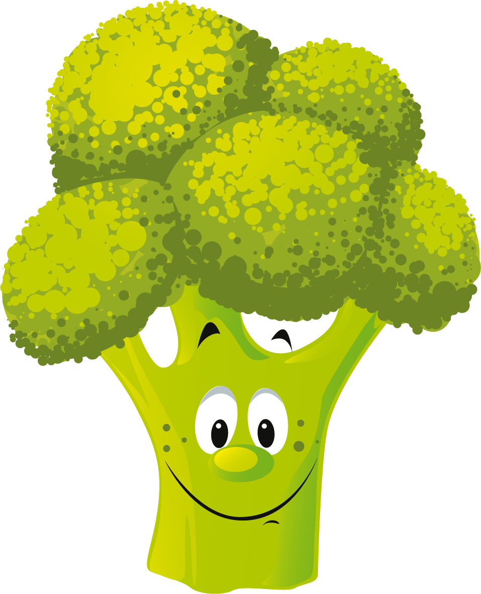 Happy broccoli character clipart image