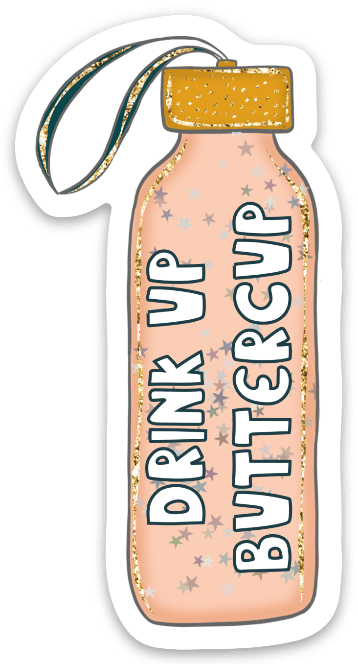 Drink bottle dr up buttercup funny hydrate water sticker clipart logo