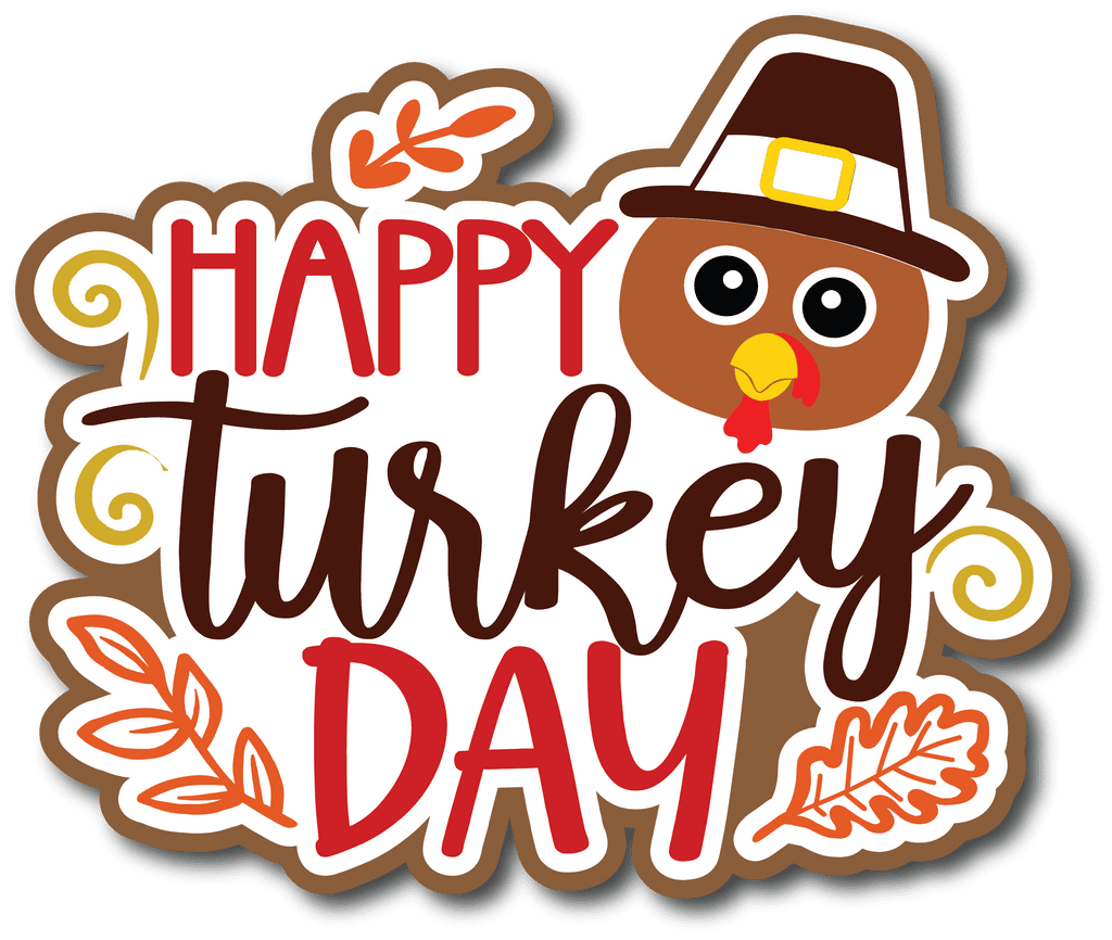 Cute turkey happy day scrapbook page title sticker clipart picture