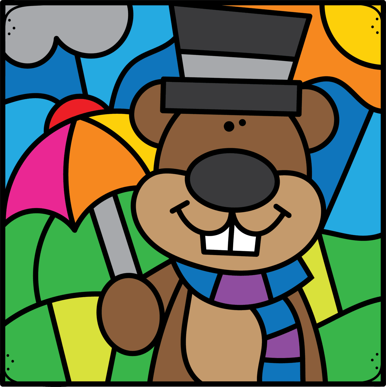 Groundhog day color by number pages kids activity zone clipart picture