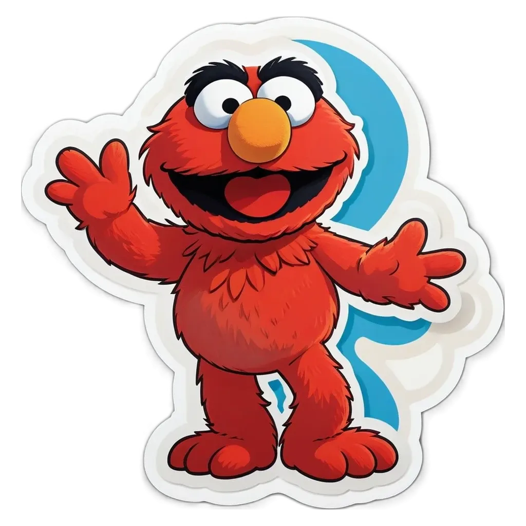 Adhesivo sesame street elmo cartoon flat color seperate white background mic descarga en clipart