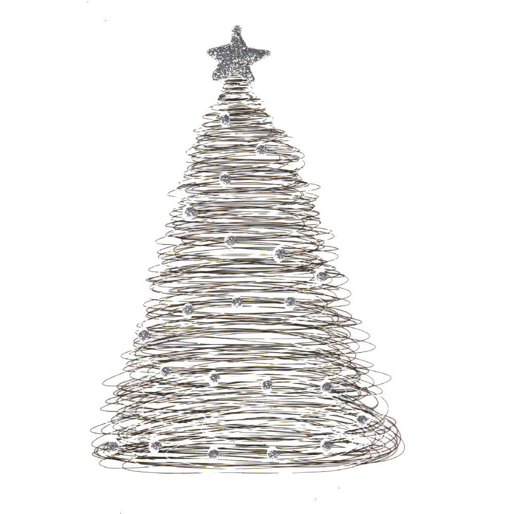 Christmas tree black and white scribble clipart background
