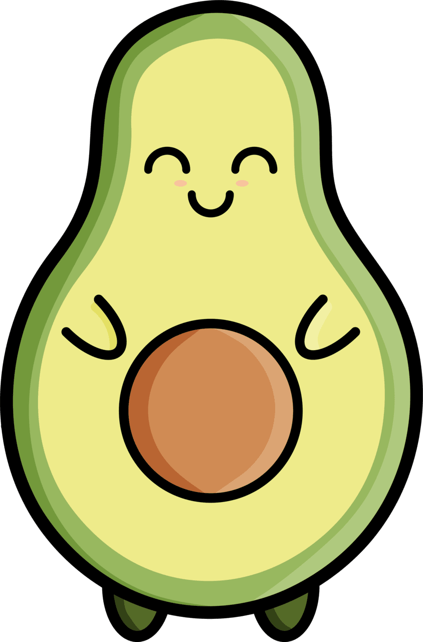 Cute smiling kawaii avocado clipart photo