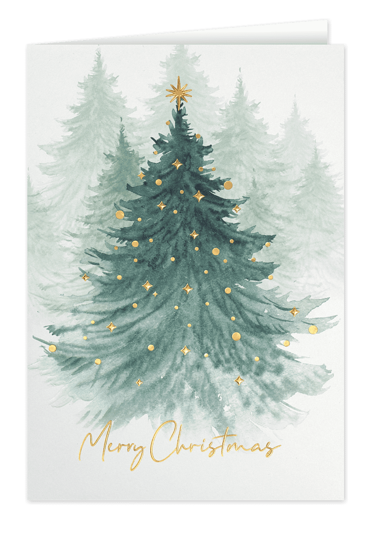 Snowfall watercolor christmas forest card the collection clipart free