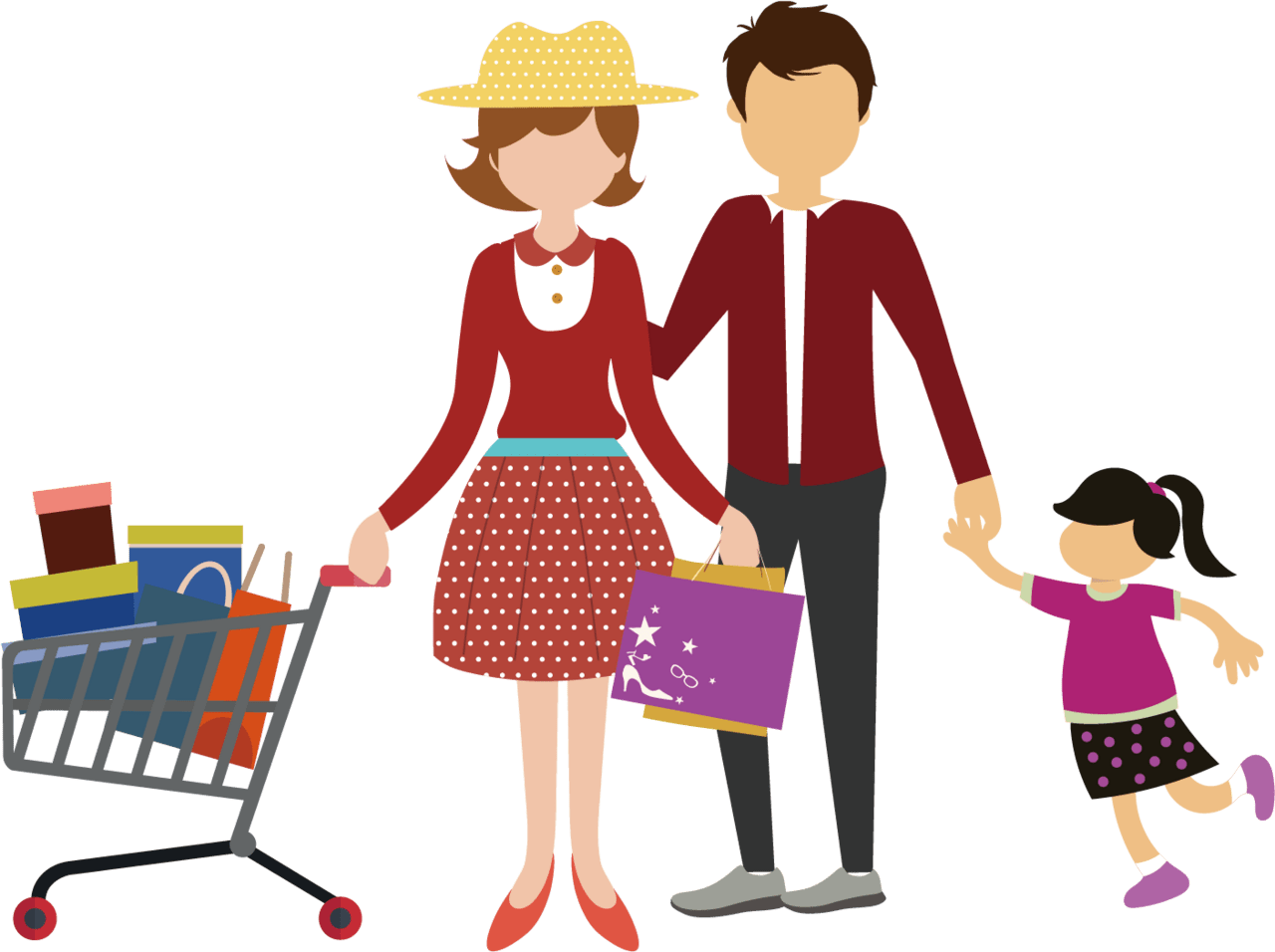 Shopping cart family clipart for vector full size image