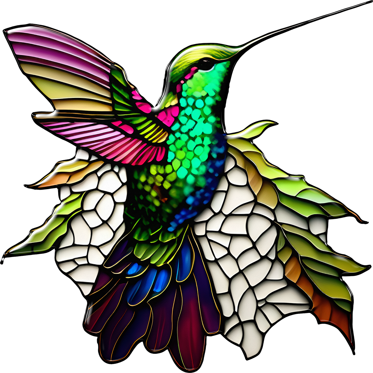 Hummingbird sta ed glass humm gbird bird image clipart