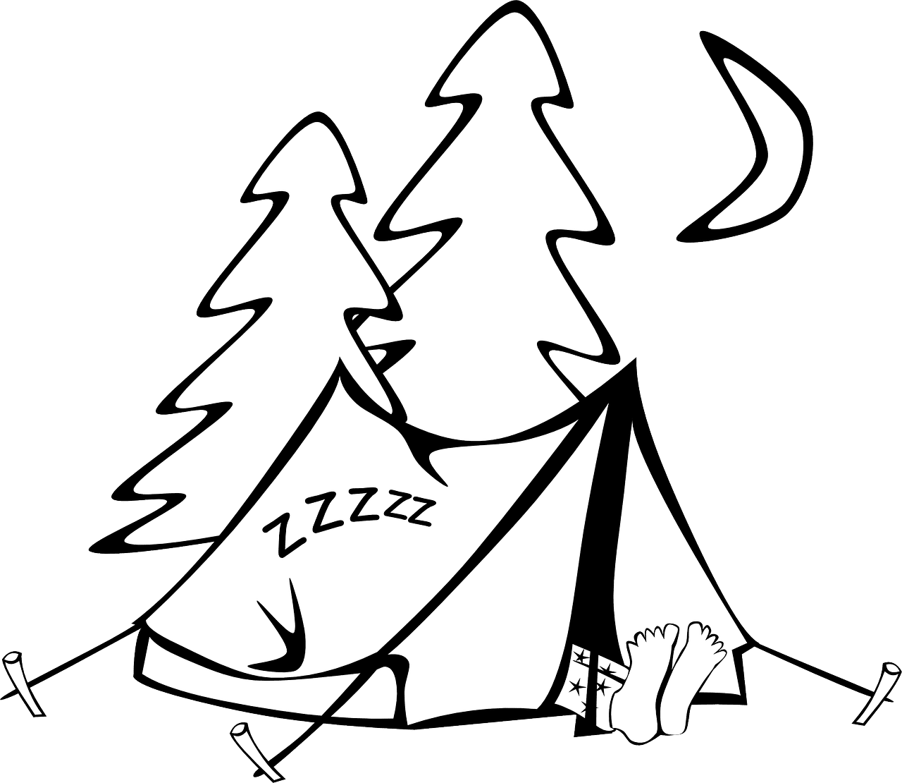 Camp ing person sleeping vector graphic clipart