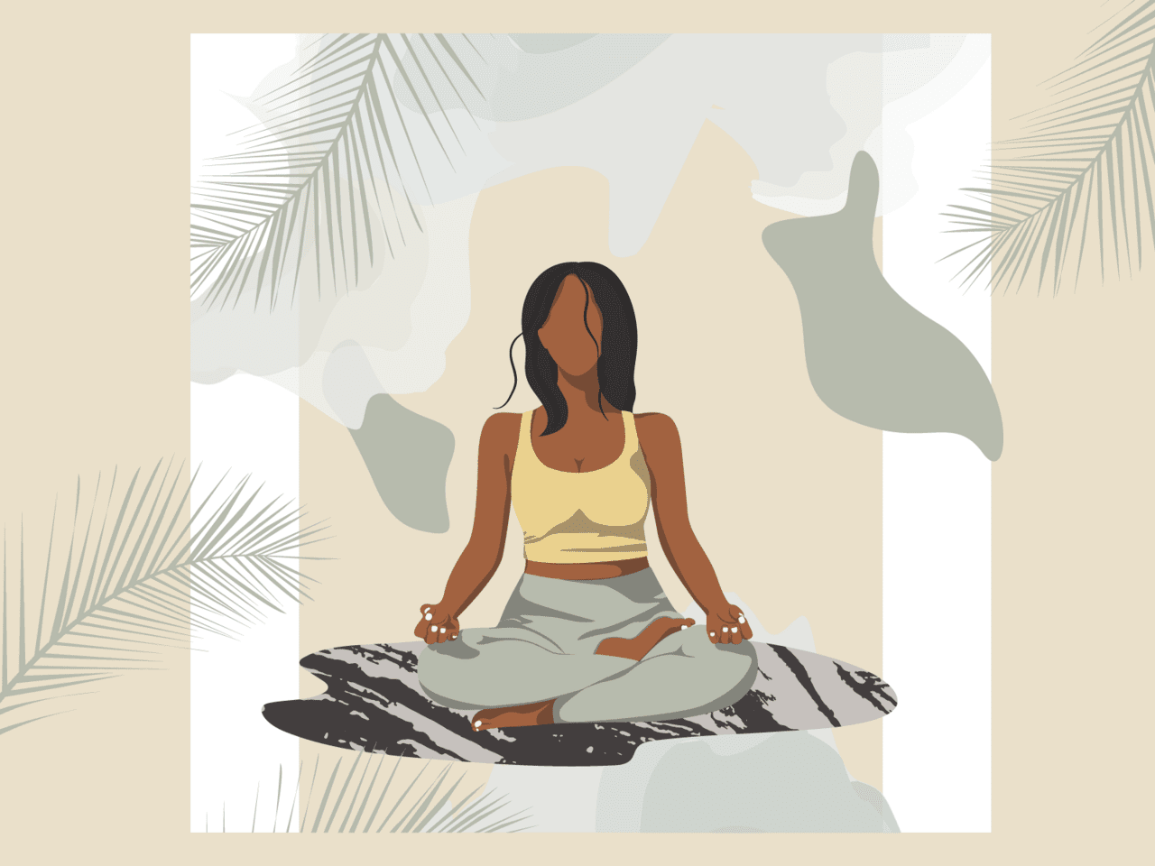 Yoga girl lotus position faceless style clipart image