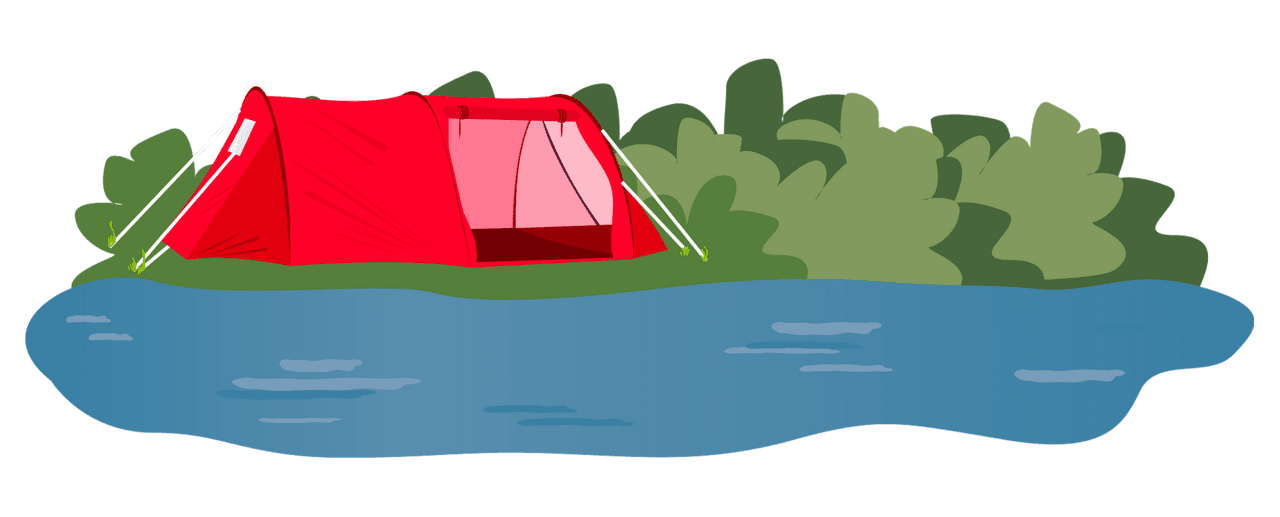 Tent near the river vector clipart images