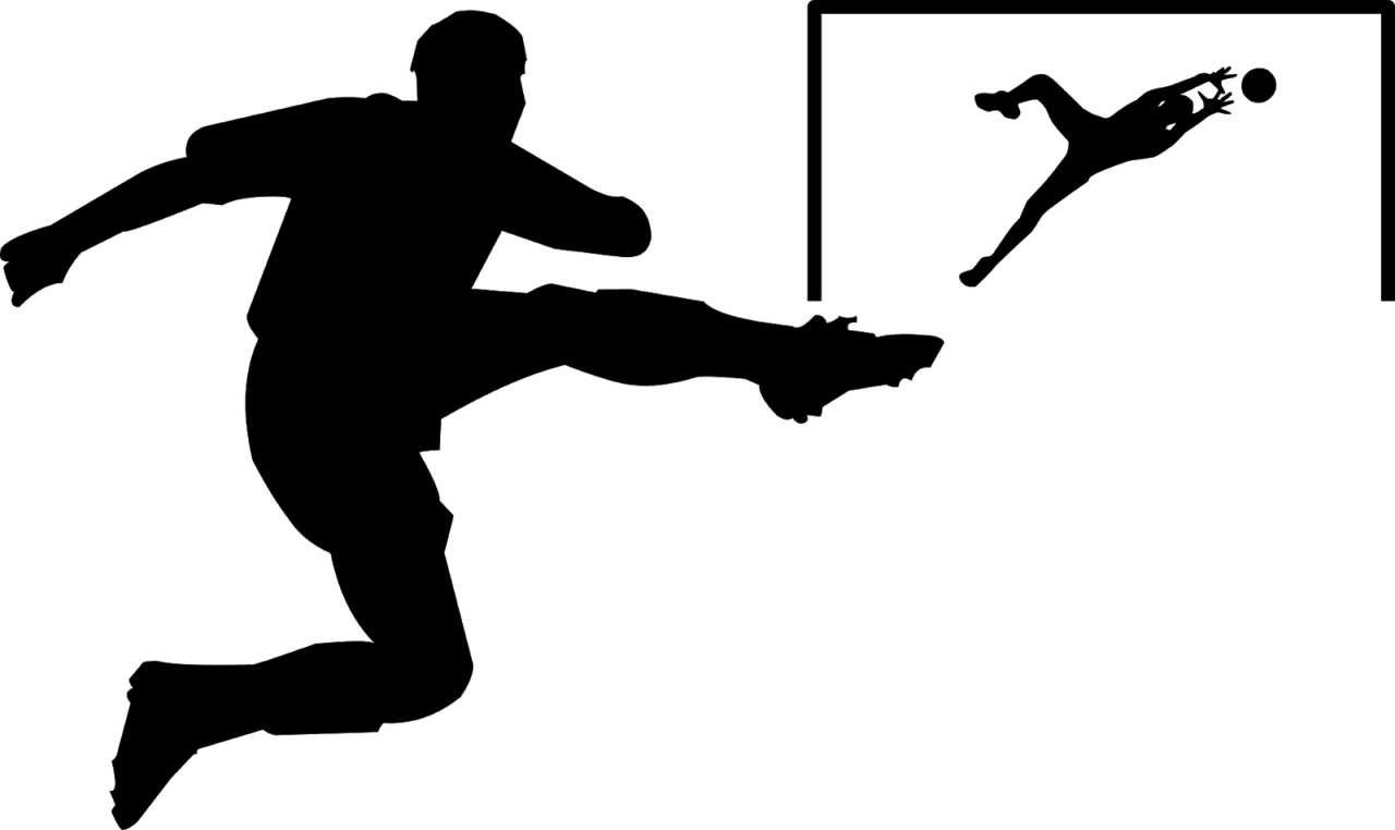 Goalkeeper and football player silhouette clipart vector