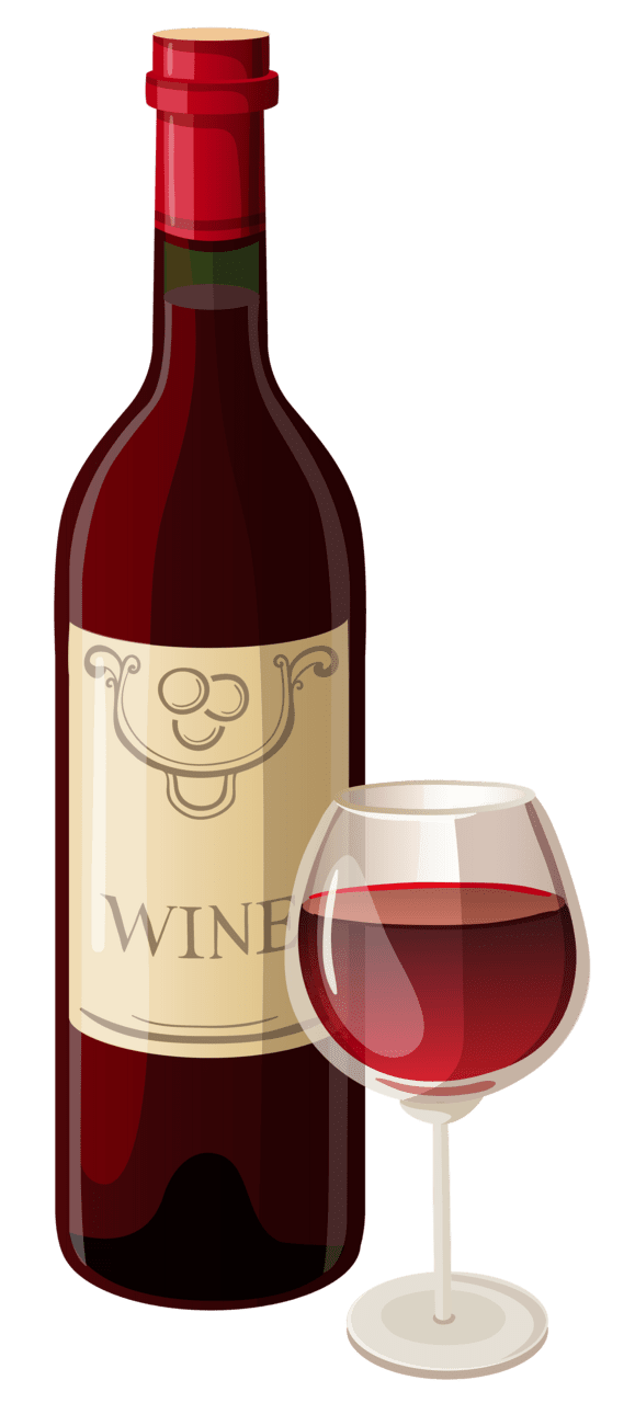 Drink bottle wine and glass vector clipart