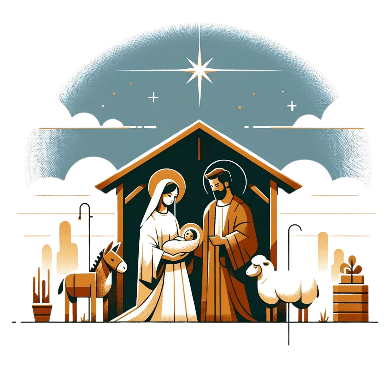 Nativity christmas scene vector graphic clipart