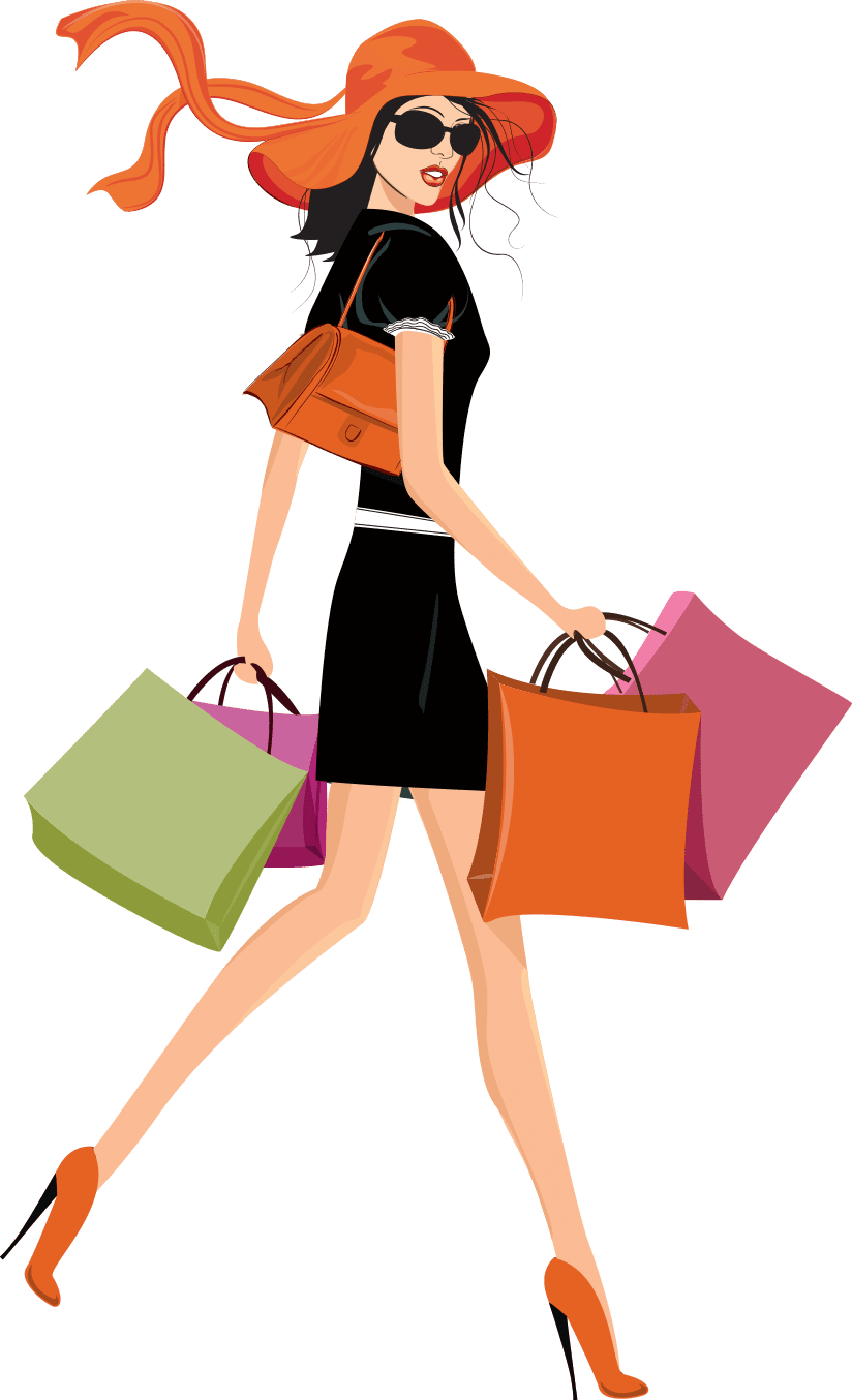 Get shopping the easy way girl background clipart large size image