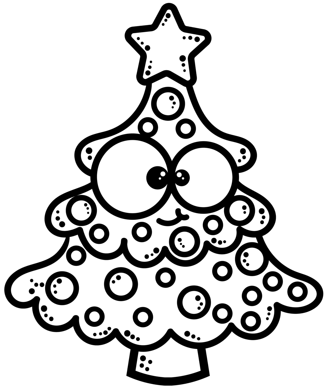 Christmas tree black and white pin page clipart image 3