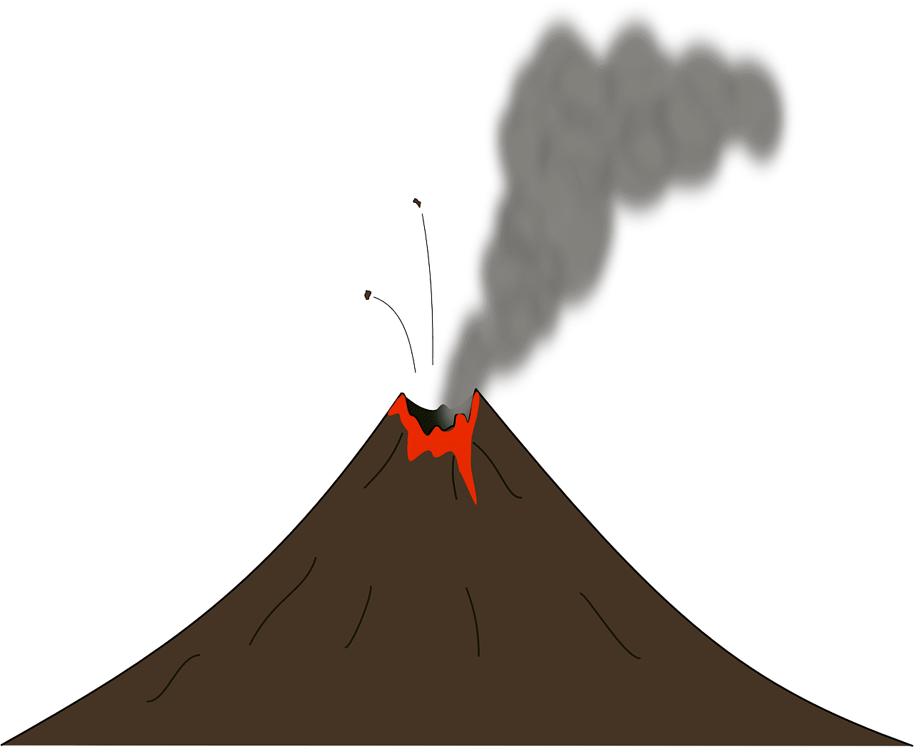 Explore erupting volcano now clipart free