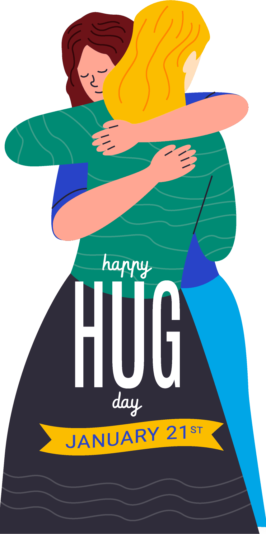 Friends hugging together happy hug day image clipart