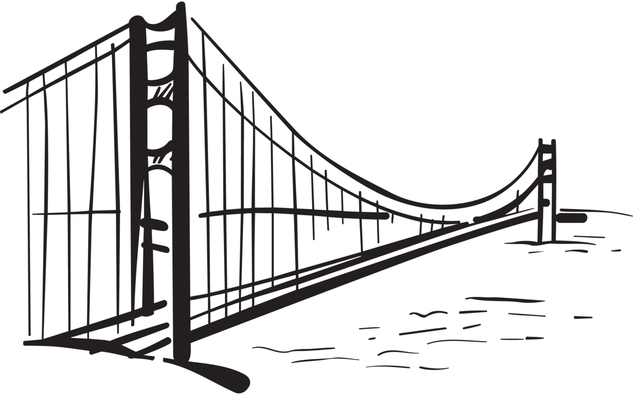 Golden gate bridge drawing silhouette hand drawn clip art clipart