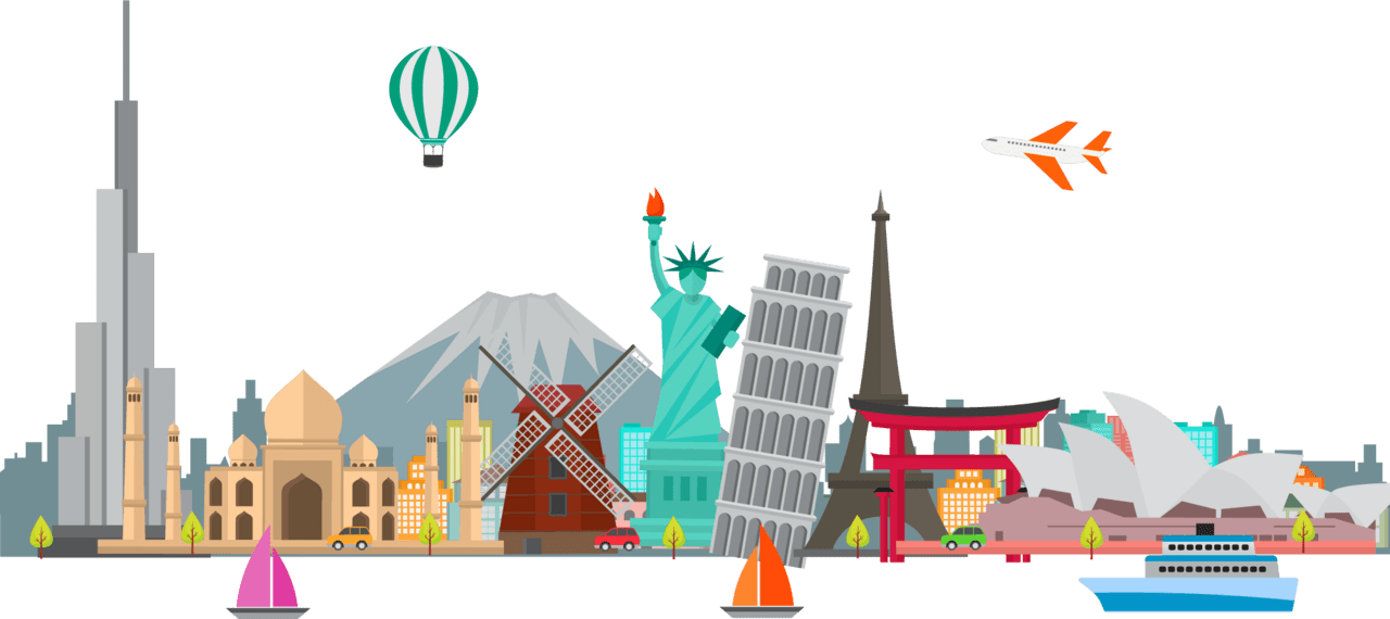 City national tourism day monuments landmarks set vector clipart