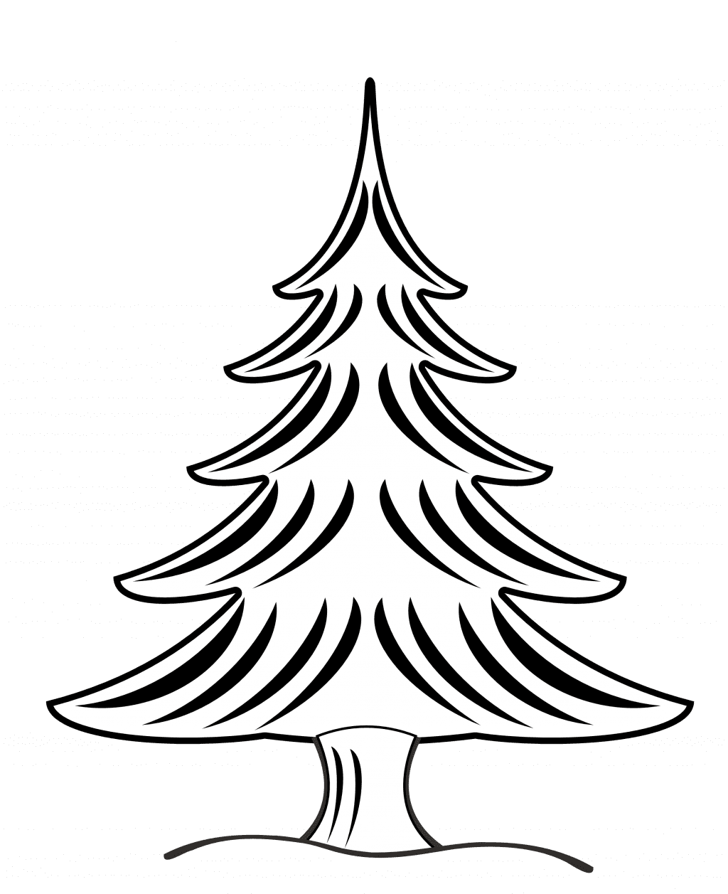 Christmas tree black and white large size of vector art clipart